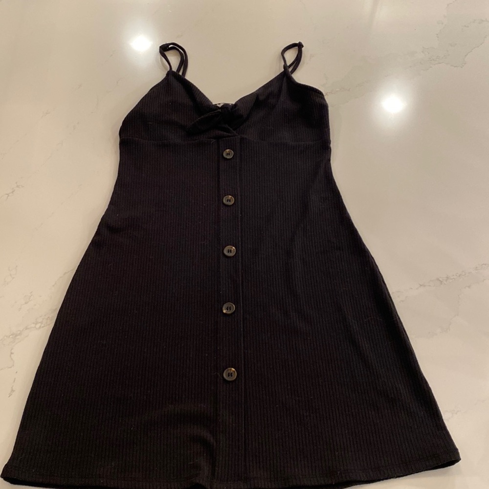 Black ribbed button down sundress